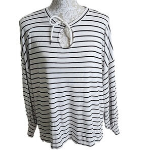 Cabi black and white striped top, size M